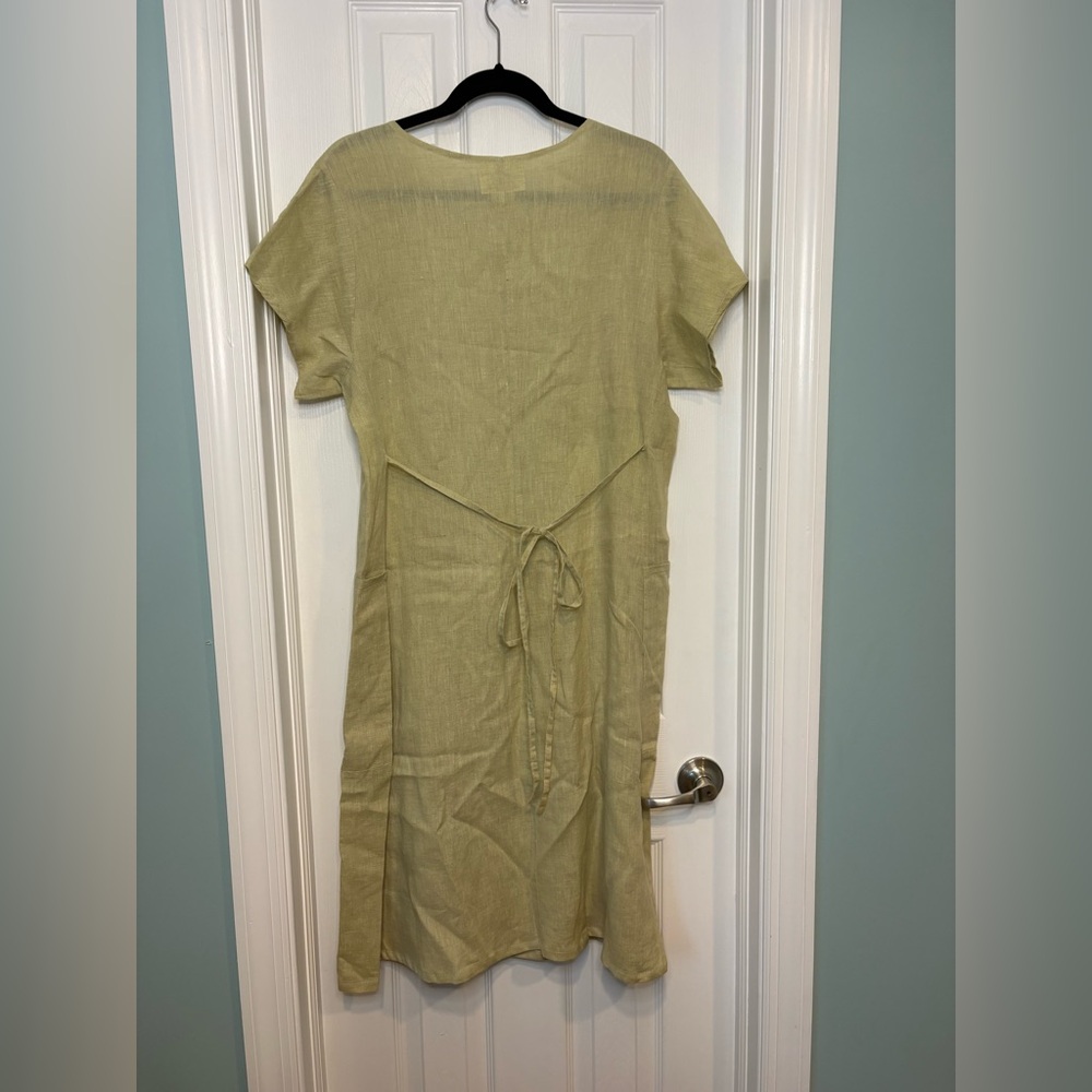 Flax by Jeanne Engelhart light green 100% Linen vintage Dress Size Small - Picture 3 of 4